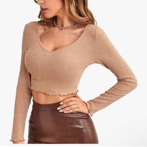 Women's Ribbed Tan Crop Top